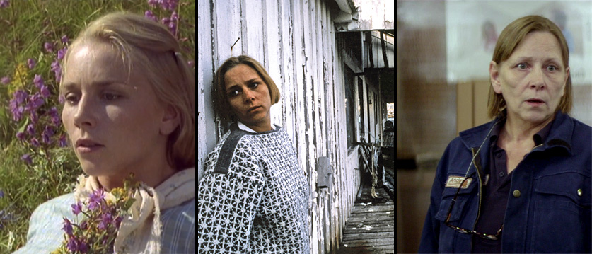 Fra venstre, Anne Krigsvoll i «Av måneskinn gror det ingenting» (1987), «Stella Polaris» (1993) og «Kvinner i for store herreskjorter» (2015).