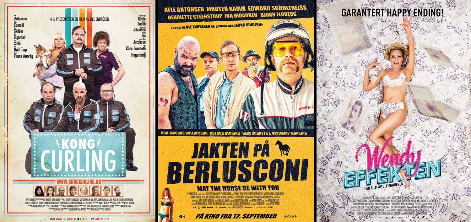 Ole Endresens tre filmer «Konge Curling», «Jakten på Berlusconi» og «Wendyeffekten».