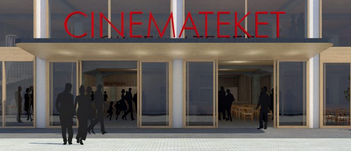 Et utkast til hvordan den nye fasaden til Cinemateket i Oslo kan se ut (Arkitektkontoret Saaha).
