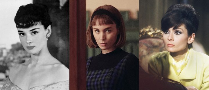 Fra venstre: Audrey Hepburn i «Roman Holiday» (1953), Rooney Mara i «Carol» (2015) og Hepburn i «How to Steal a Million» (1966).