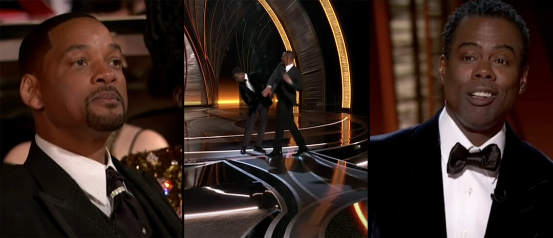 Seansen mellom Will Smith og Chris Rock fra Oscar-showet 2022 (Skjermdump).