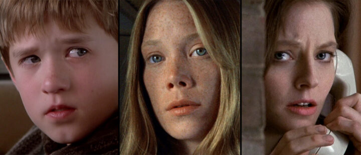 Fotografert av Tak Fujimoto: Haley Joel Osment i «Den sjette sansen» (1999, Sissy Spacek i «Badlands» (1973) og Jodie Foster i «Nattsvermeren» (1991).